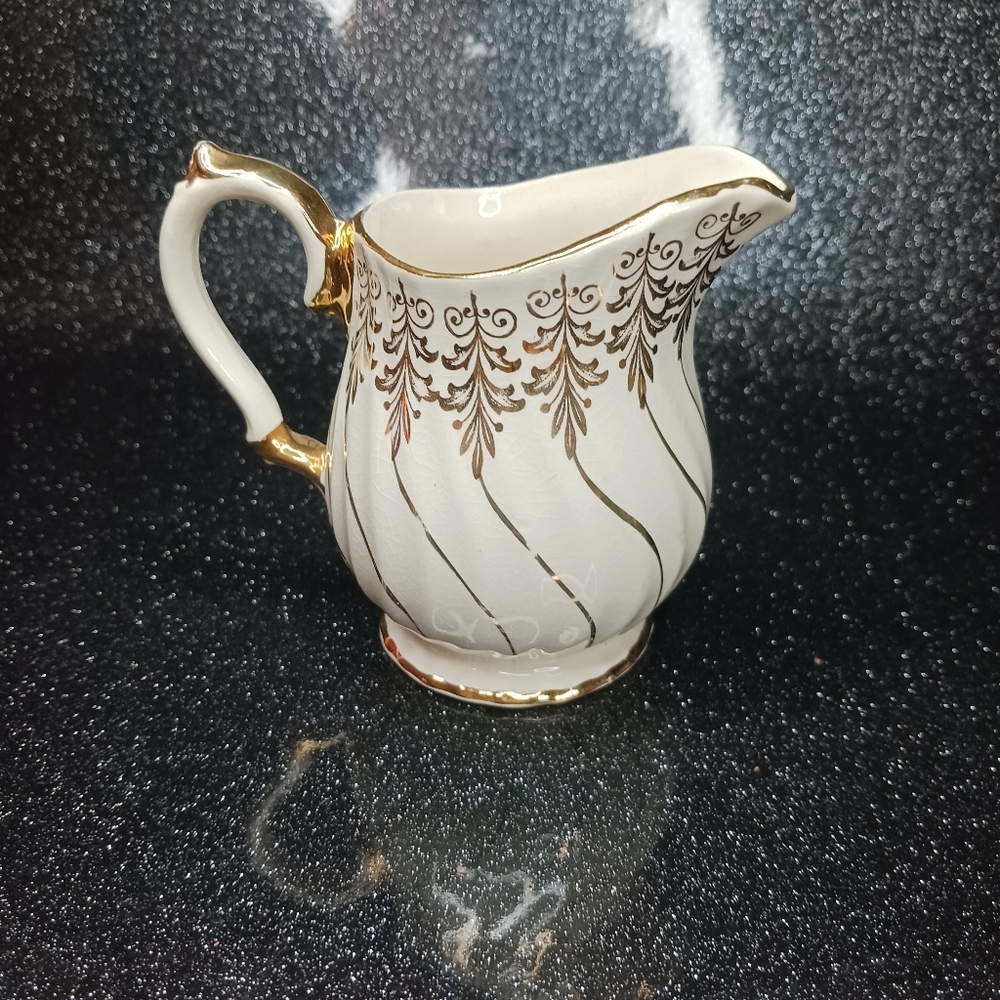 Vintage Sadler Cream and Gold Ornate Creamer.